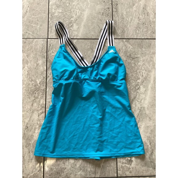 Adidas Swim Tank Top Womens XL Blue Crossback Built In Bra Athletic Strappy - Picture 1 of 4
